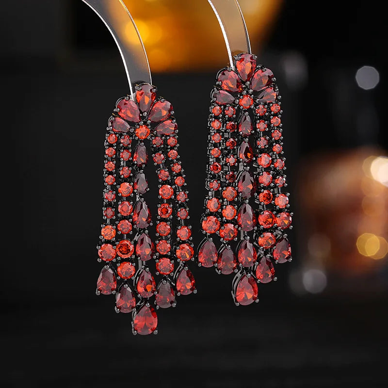Long Drop Tassel Earrings 925 Silver Dangler Bohemia Vintage Wedding Jewelry
