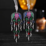 Long Tassel Drops Earrings Zircon Dangling Crystal Bling Jewelry