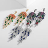 Long Tassel Drops Earrings Zircon Dangling Crystal Bling Jewelry