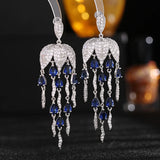 Long Tassel Drops Earrings Zircon Dangling Crystal Bling Jewelry