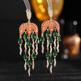 Long Tassel Drops Earrings Zircon Dangling Crystal Bling Jewelry