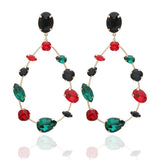 Large Dorp Earring Glass Copper Rhinestone Brinco Ear Christmas Oorbellen