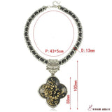 Exaggerated Necklace Female Lucky Grass Pendant Thick Chain