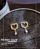 Heart Shape Openwork Stud Earrings with Diamond Accent