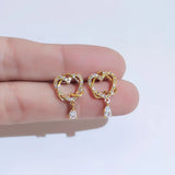 Heart Shape Openwork Stud Earrings with Diamond Accent