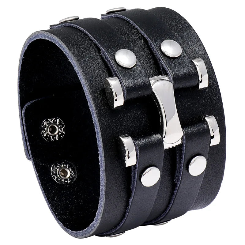 Goth Punk Vegan PU Leather Couple Bracelets