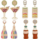Geometric Rhinestone Wine Glass Earrings Retro Personality