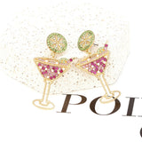 Geometric Rhinestone Wine Glass Earrings Retro Personality