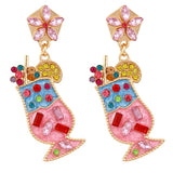 Geometric Rhinestone Wine Glass Earrings Retro Personality