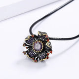 Exaggerated Flower Necklace Purple Zircon Jewelry for Women