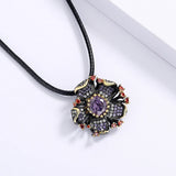 Exaggerated Flower Necklace Purple Zircon Jewelry for Women