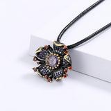 Exaggerated Flower Necklace Purple Zircon Jewelry for Women