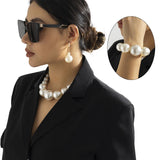 Exaggerated Punk Pearl Choker Necklace for Women