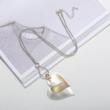 Punk Big Love Pendant Necklace Steampunk Heart Shape Chain Collier Gift