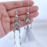 Punk Funny Skull Earrings Halloween Horror Human Skeleton Earrings