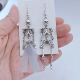 Punk Funny Skull Earrings Halloween Horror Human Skeleton Earrings