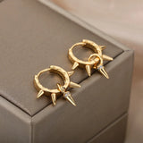 Punk Spike Hoop Earrings Stainless Steel Ear Cuff Piercing Hip Hop Jewelry