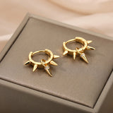 Punk Spike Hoop Earrings Stainless Steel Ear Cuff Piercing Hip Hop Jewelry