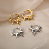 Punk Spike Hoop Earrings Stainless Steel Ear Cuff Piercing Hip Hop Jewelry