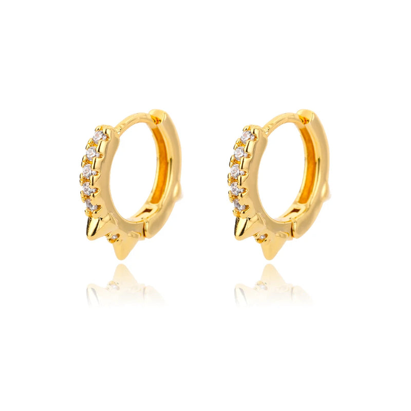Punk Spike Hoop Earrings Stainless Steel Ear Cuff Piercing Hip Hop Jewelry