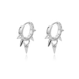 Punk Spike Hoop Earrings Stainless Steel Ear Cuff Piercing Hip Hop Jewelry