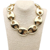 Exaggerated Punk Thick CCB Metallic Gold Oval Short Necklace