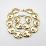 Exaggerated Punk Thick CCB Metallic Gold Oval Short Necklace