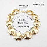 Exaggerated Punk Thick CCB Metallic Gold Oval Short Necklace