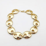 Exaggerated Punk Thick CCB Metallic Gold Oval Short Necklace