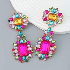 Exaggerated Rhinestone Water Drop Earrings For Women Party Show