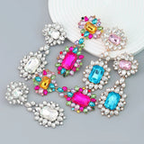 Exaggerated Rhinestone Water Drop Earrings For Women Party Show