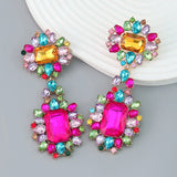 Exaggerated Rhinestone Water Drop Earrings For Women Party Show