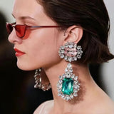 Exaggerated Rhinestone Water Drop Earrings For Women Party Show