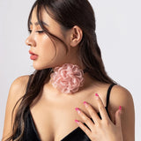 Big Rose Flower Clavicle Chain Necklace for Women
