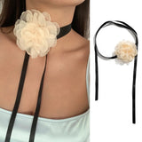 Big Rose Flower Clavicle Chain Necklace for Women