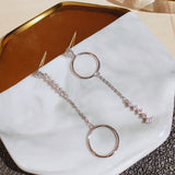 Rose Asymmetrical Cutout Circles Tassel Earrings