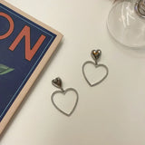 Exaggerated Silver Love Heart Clip Earrings