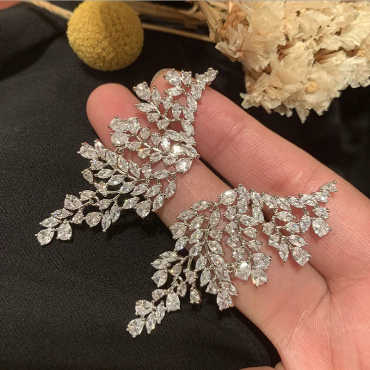 Exaggerated Silver Leaves S925 Earrings
