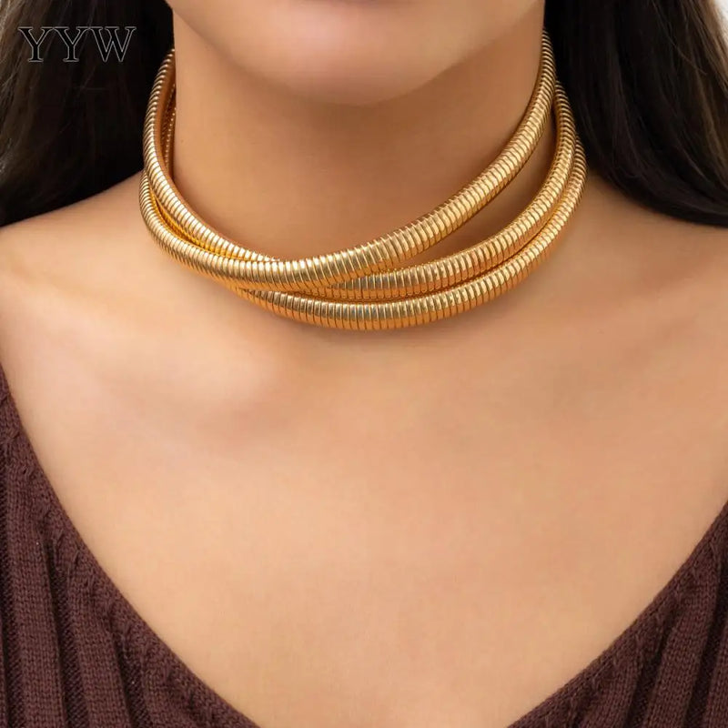 Vintage Hiphop Multilayer Snake Chain Necklaces for Women