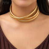 Vintage Hiphop Multilayer Snake Chain Necklaces for Women