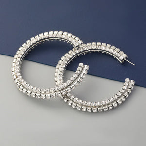 Crystal Big Round Hoop Earrings for Women Party Gift