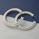 Crystal Big Round Hoop Earrings for Women Party Gift
