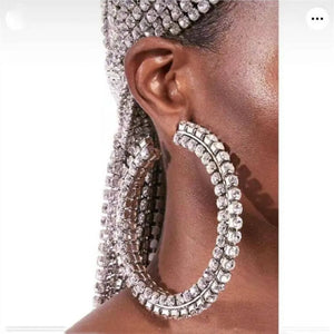 Crystal Big Round Hoop Earrings for Women Party Gift