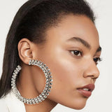 Crystal Big Round Hoop Earrings for Women Party Gift
