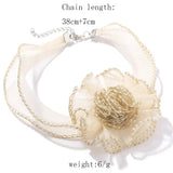 Exaggerated American Lace Flower Petal Choker Necklace for Women