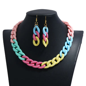Exaggerated Temperament Candy Patchwork Acrylic Chain Necklace