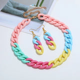 Exaggerated Temperament Candy Patchwork Acrylic Chain Necklace