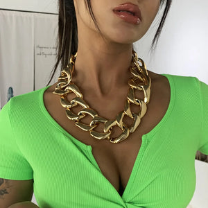 Thick Chain Necklace Punk Style Hip Hop Metal Large Necklace for Women
