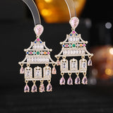 925 Silver Tassel Earrings with Zircon Bling Ethnic Dangler Jewelry