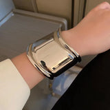 Exaggerated Wide Metal Wave Bracelet for Women